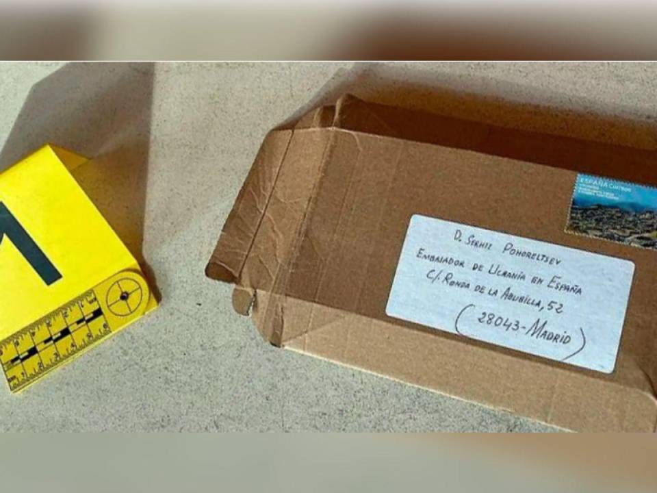 Imagen de archivo de la carta bomba enviada a la embajada de Ucrania en Madrid.
