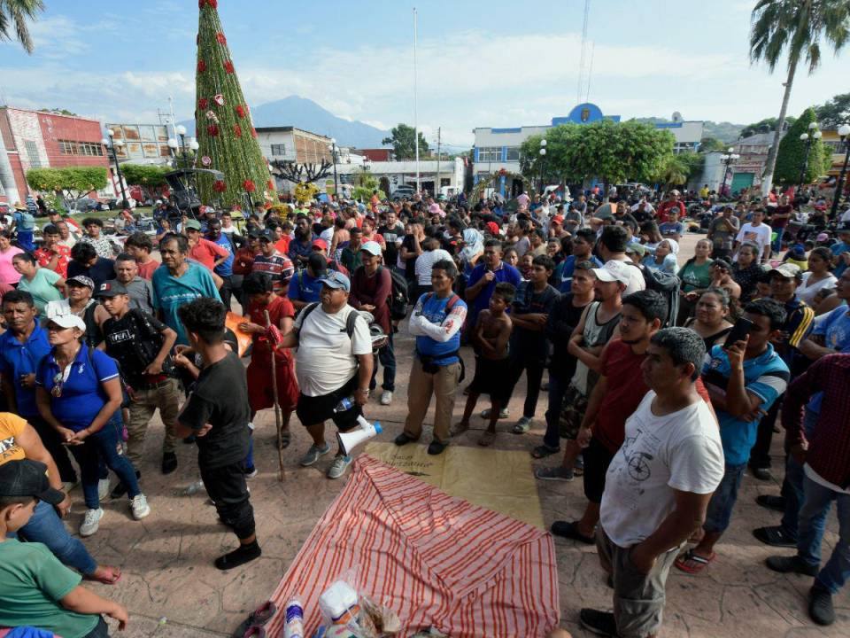 Más de 6,000 migrantes forman parte de la caravana denominada “Éxodo de la pobreza” que se encuentra en la frontera con Estados Unidos en Mapastepec, estado de Chiapas, México.