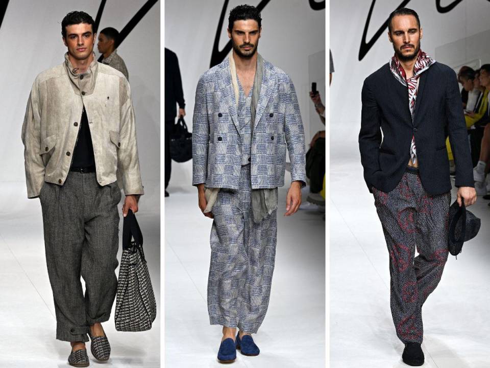 El maestro de la moda italiana Giorgio Armani reveló el lunes una colección masculina primavera-verano 2024 de une elegancia leve, como ingrávida, caracterizada por líneas suaves y materias fluidas.