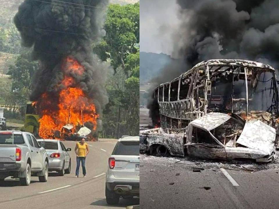 Un conductor murió y sus acompañantes resultaron con heridas graves tras colisionar contra un bus de la ruta interurbana en la carretera CA-5, a la altura de Taulabé, Comayagua. Los vehículos ardieron en llamas segundos después de colisionar.