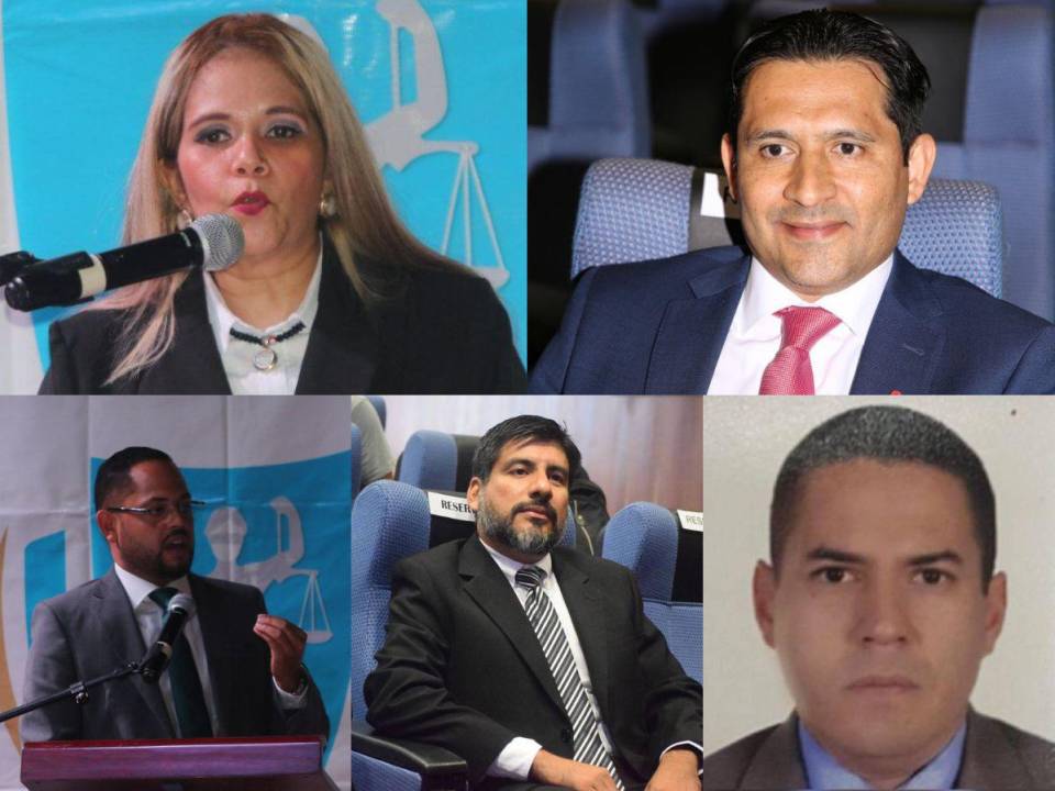 Estos son los rostros de los cinco seleccionados por los miembros de la Junta Proponente, por lo que de ellos deberá salir el próximo fiscal y el fiscal adjunto del Ministerio Público.
