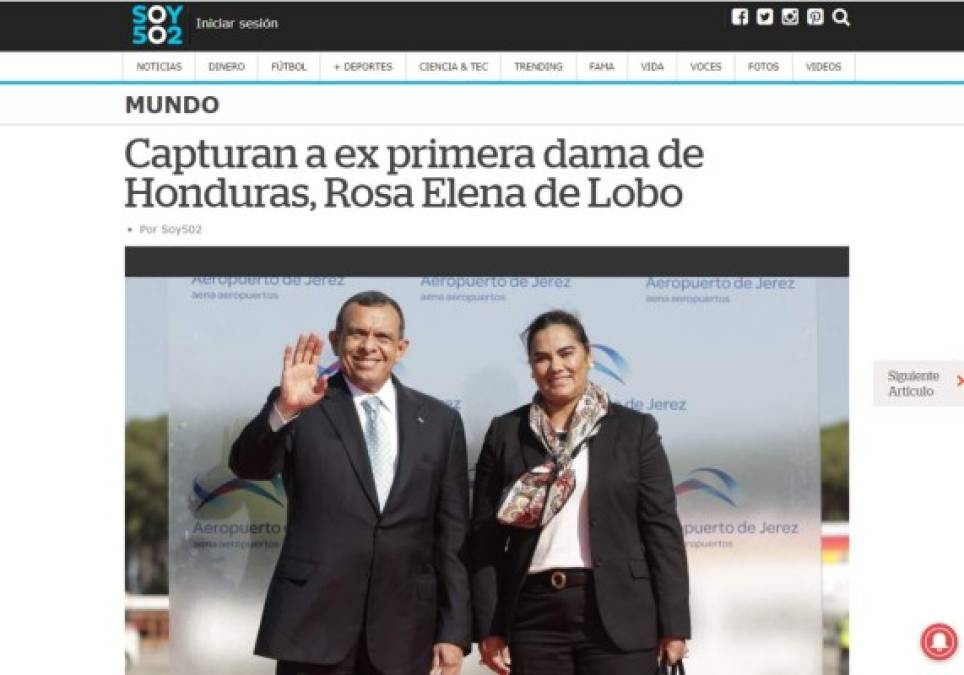 Así informaron los medios internacionales sobre la captura de la ex primera dama de Honduras, Rosa Elena Bonilla