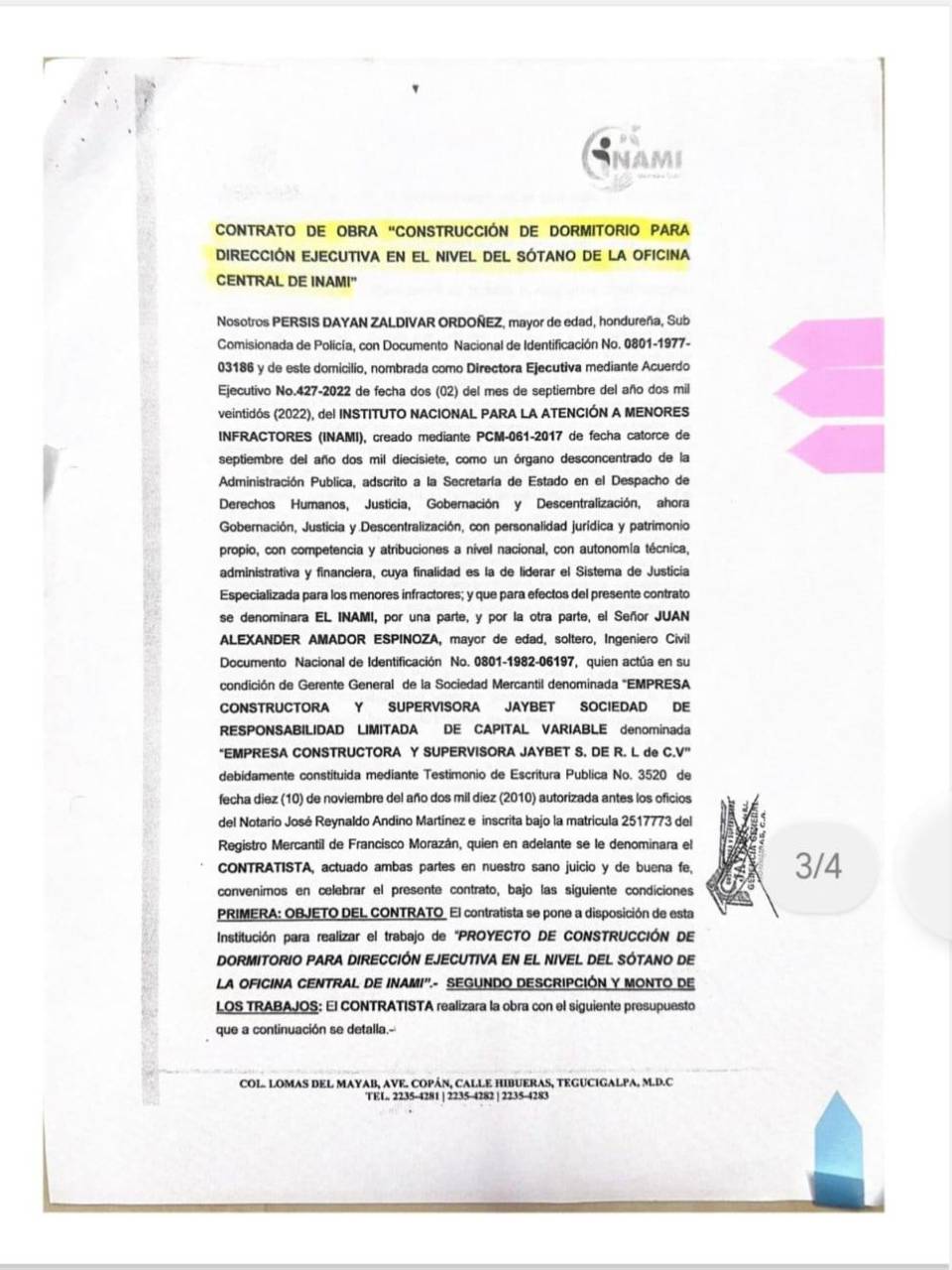 $!La Unidad Investigativa de EL HERALDO Plus accedió al contrato de confidencialidad entre el INAMI y la empresa que construyó la habitación