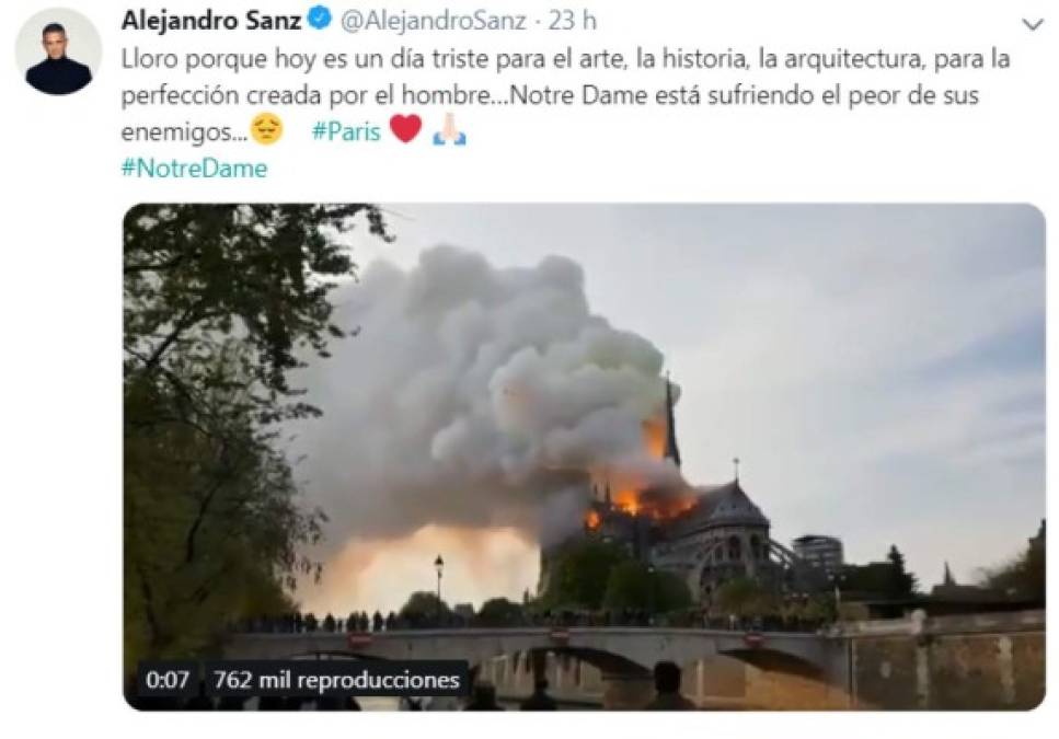 Fotos: Famosos que reaccionaron ante el incendio de la catedral de Notre Dame