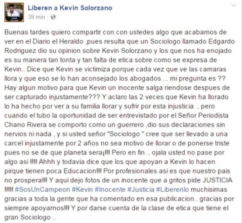 Familia de Kevin Solórzano reacciona a la opinión del sociólogo Edgardo Rodríguez