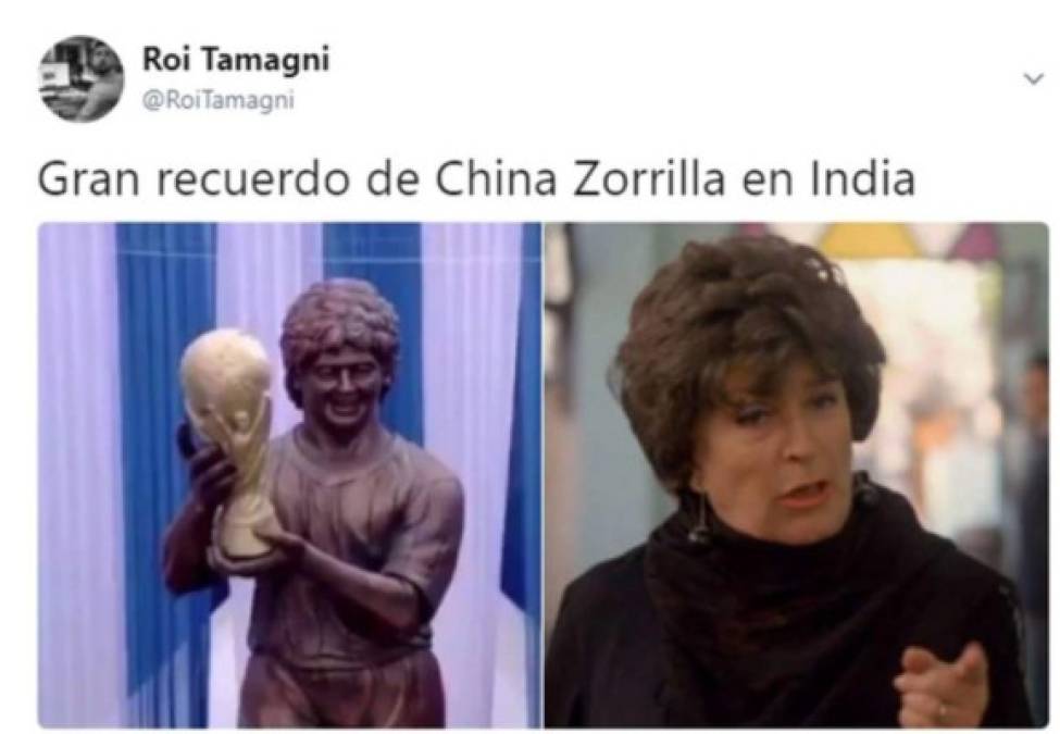 Crueles memes se burlan de la extraña estatua de Maradona en la India