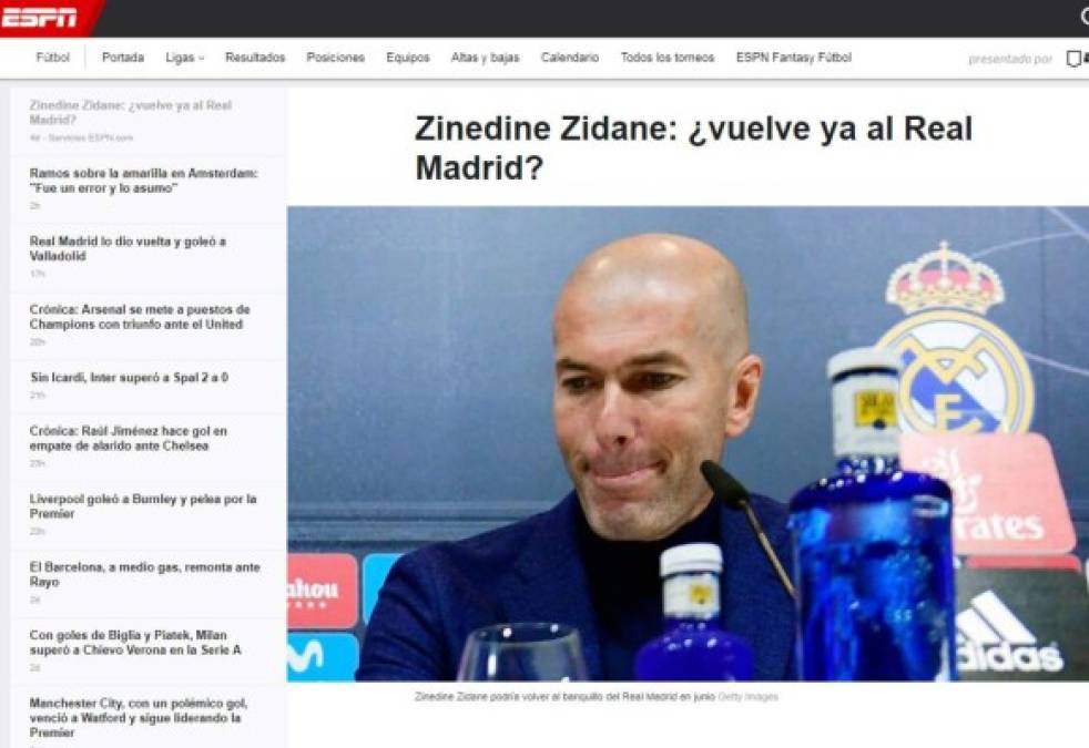 La llegada de Zinedine Zidane al Real Madrid hace eco en los medios deportivos del mundo