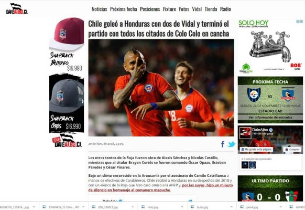 Prensa chilena reconoce pésimo arbitraje contra Honduras