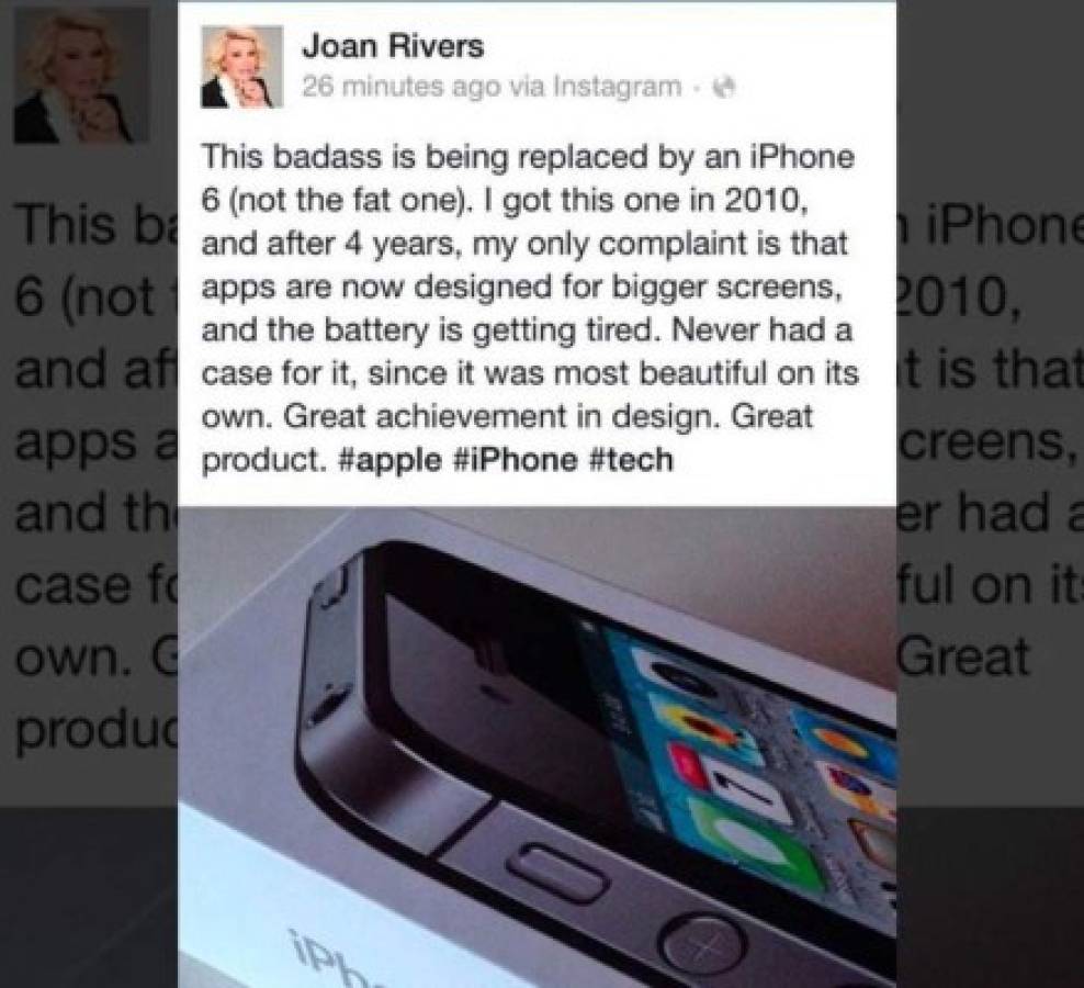 La fallecida Joan Rivers promocionó el iPhone 6