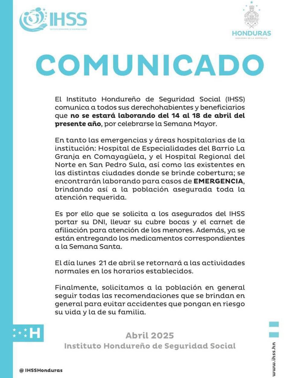 El Seguro Social no dará consulta externa durante toda la Semana Santa