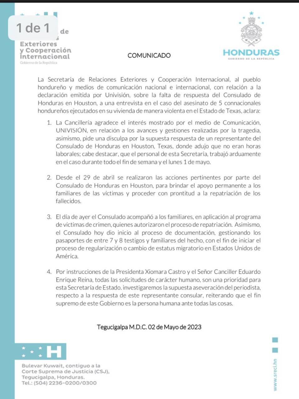 Aseguran que consulado de Houston “sí trabajó” e investigarán respuesta a cadena televisiva