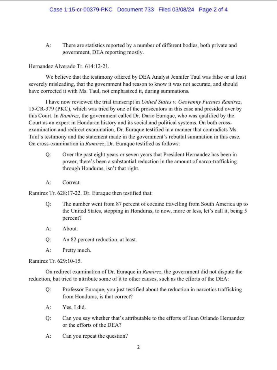 $!Defensa de JOH califica como “falso” testimonio de agente de la DEA y solicita hacer corrección