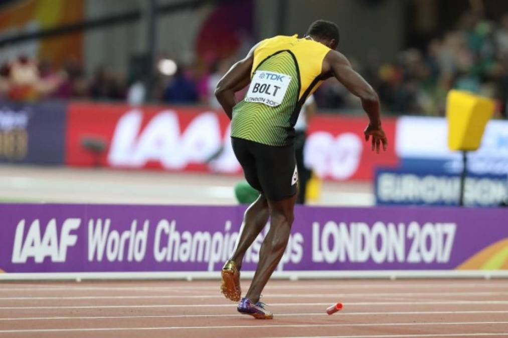 Las tristes imágenes de la lesión de Usain Bolt en Londres 2017