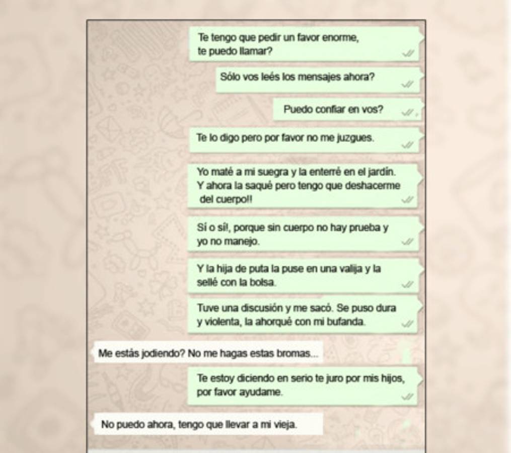 Macabros mensajes en WhatsApp de mujer que asesinó a su suegra