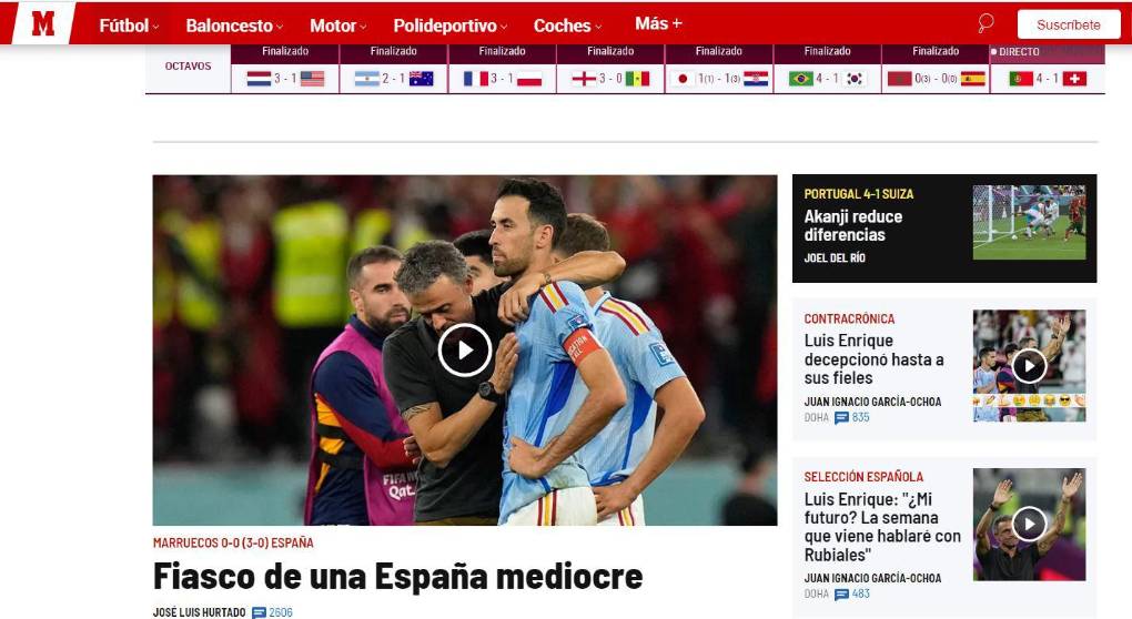 Decepción: prensa española critica fuertemente a Luis Enrique tras eliminación de La Roja