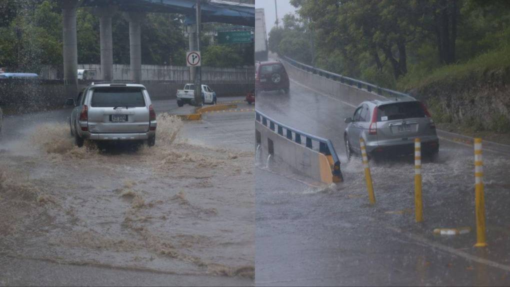 Calles inundadas en Tegucigalpa a raíz de fuertes lluvias