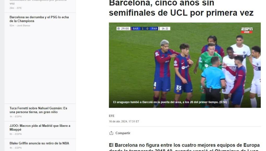 Así reaccionaron los medios tras eliminación del Barcelona ante PSG en Champions