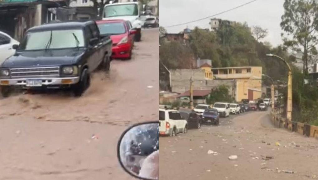 Vías anegadas y tráfico lento: imágenes de las lluvias que azotan la capital este domingo