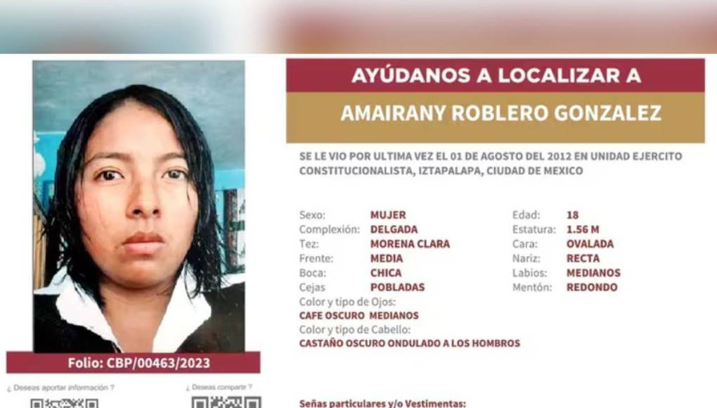 Amairany, presunta víctima del feminicida de Iztacalco; está desaparecida desde 2012