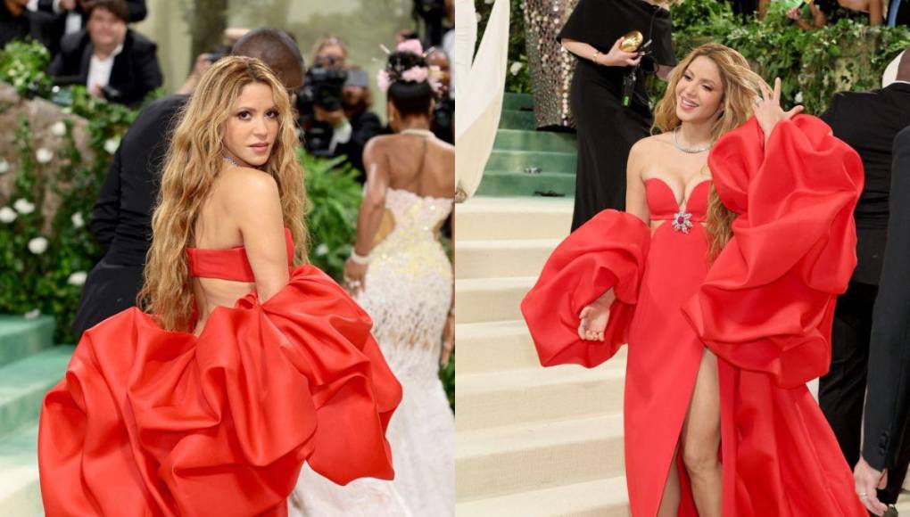 Shakira debuta en la Met Gala 2024, con espectacular diseño de Carolina Herrera