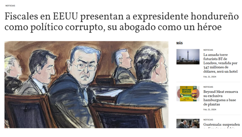 Medios internacionales nombran “el juicio del siglo” al caso de Juan Orlando Hernández