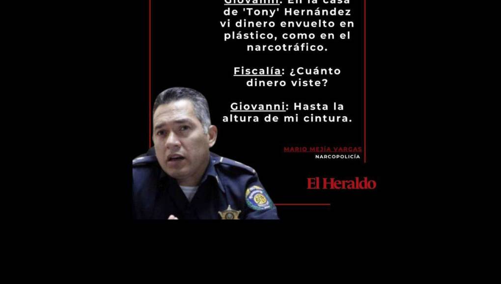 Expolicía en juicio de Juan Orlando Hernández: “vi fajos de billetes como hasta la cintura”