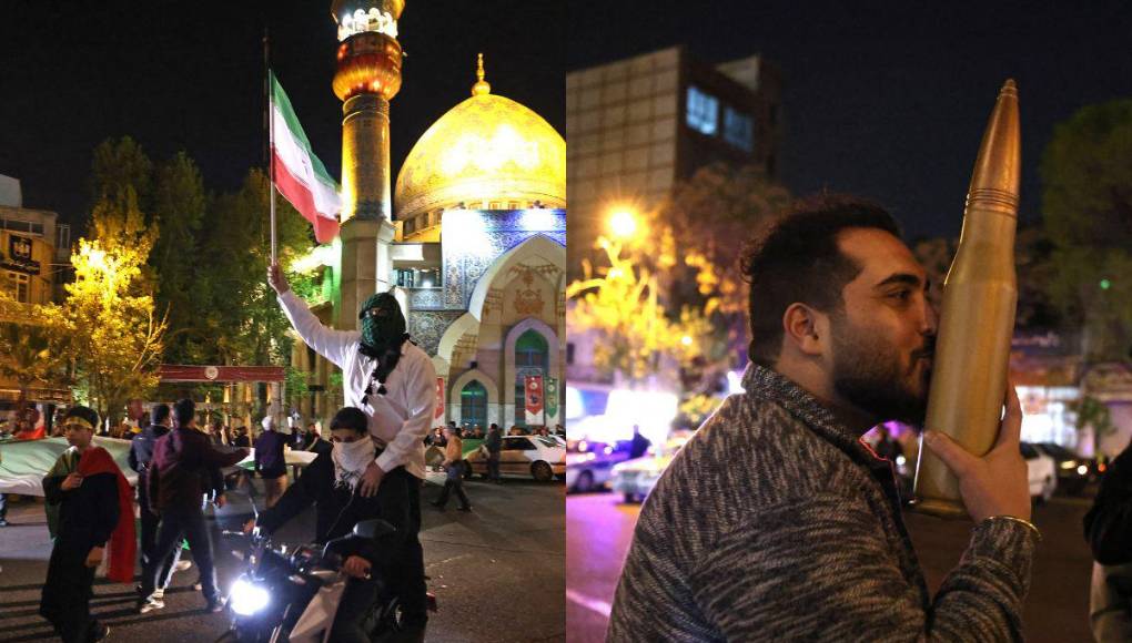 Ciudadanos de Irán celebran ataque con drones a Israel