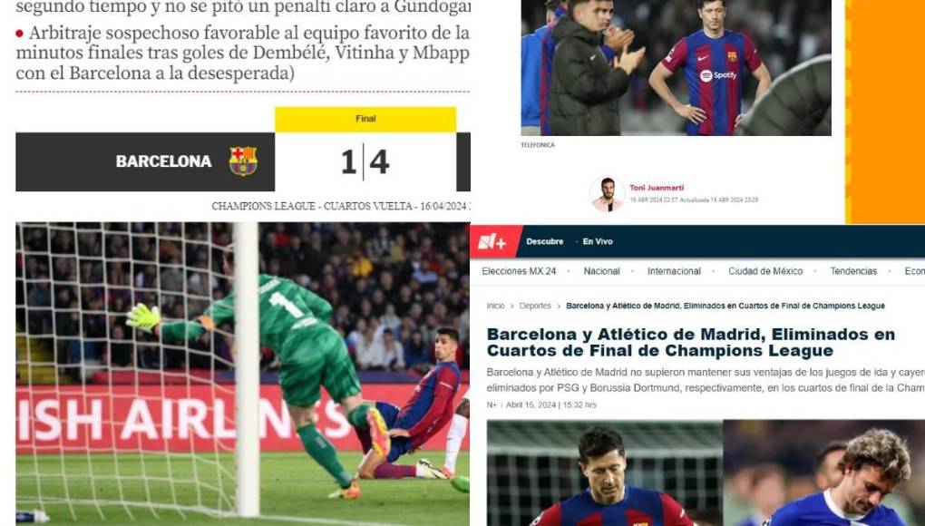 Así reaccionaron los medios tras eliminación del Barcelona ante PSG en Champions
