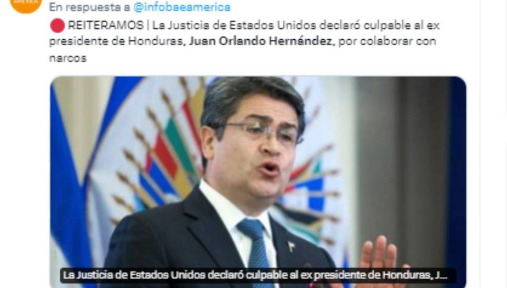 Así informan medios internacionales el veredicto de culpabilidad de Juan Orlando Hernández