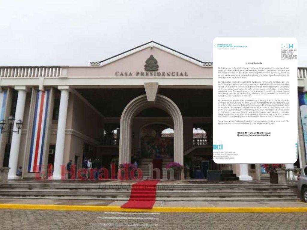 Gobierno de Honduras dice que Lista Engel es un documento injerencista y motivado políticamente