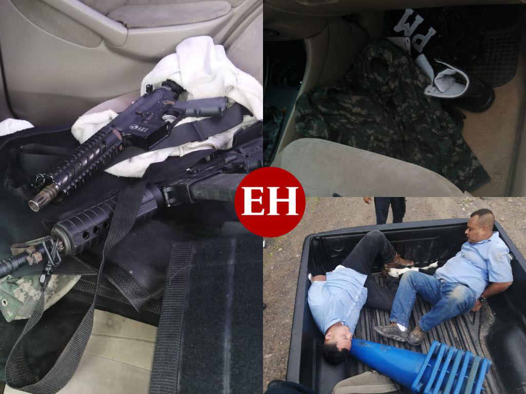 Caen dos hombres con armas e indumentaria militar mientras asaltaban negocios en Sabanagrande