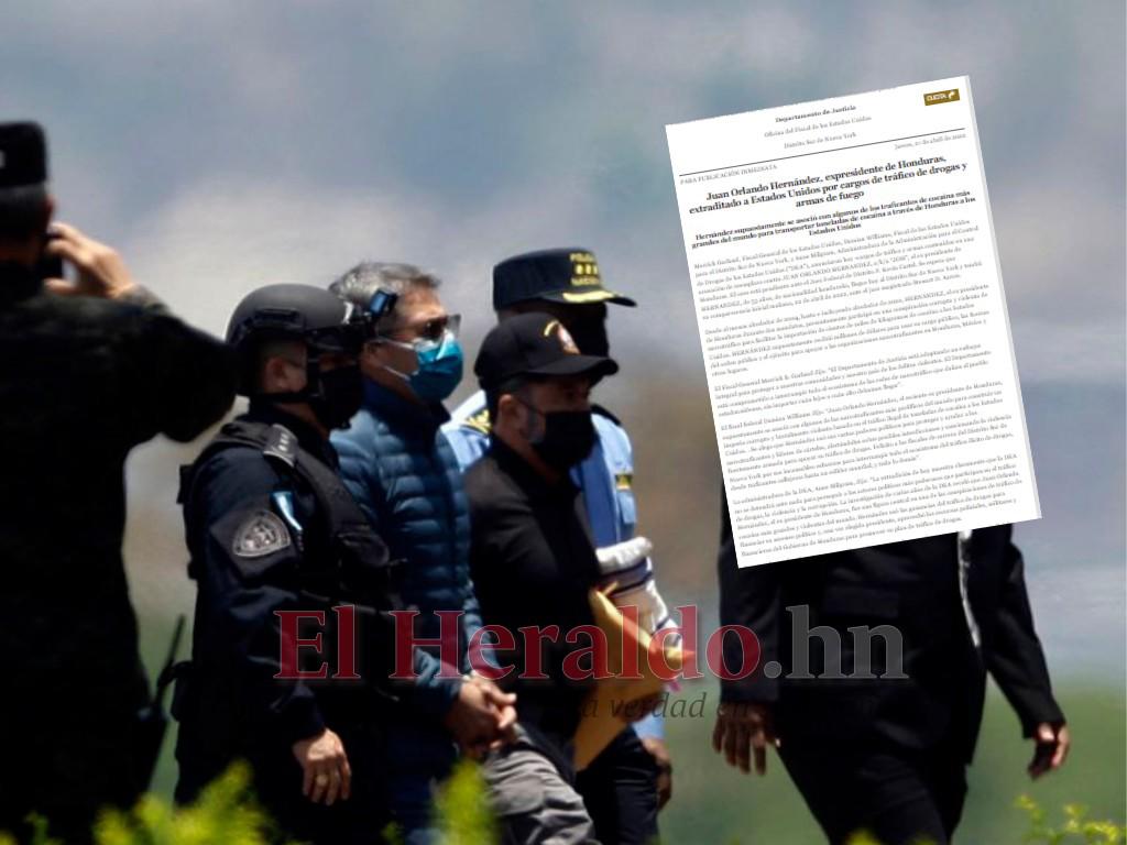 Comunicado íntegro del Departamento de Justicia de EEUU sobre extradición de JOH