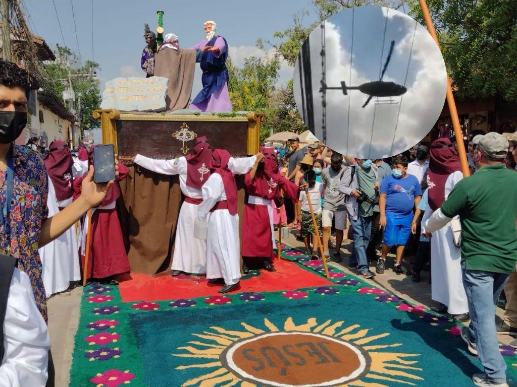 VIDEO: Imprudente piloto de helicóptero destruye alfombras de aserrín en Comayagua