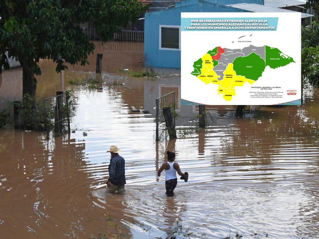 Por 48 horas más extienden alerta roja a municipios aledaños al río Ulúa