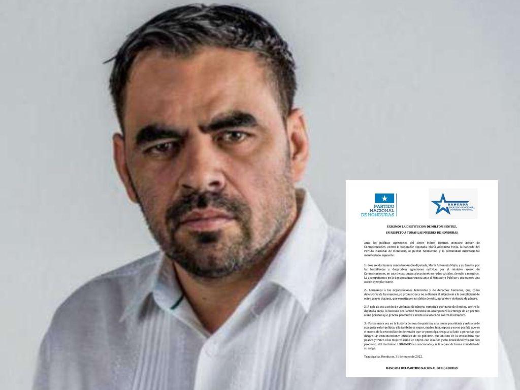Bancada del PN exige destitución de Milton Benítez tras denuncia por violencia de género