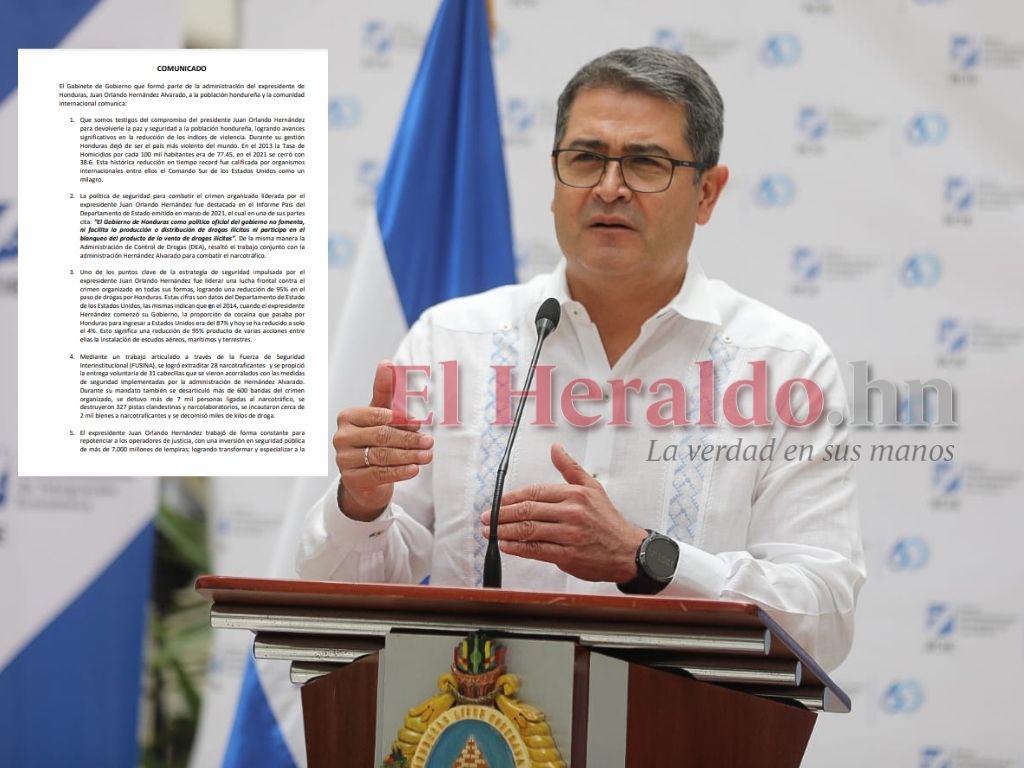 “Nunca recibimos una instrucción contraria a la ley”: Gabinete de JOH se pronuncia en su defensa