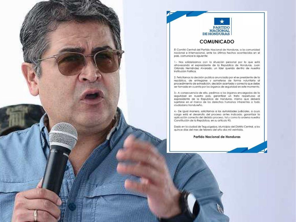 Partido Nacional se solidariza con JOH, pedido en extradición por EEUU
