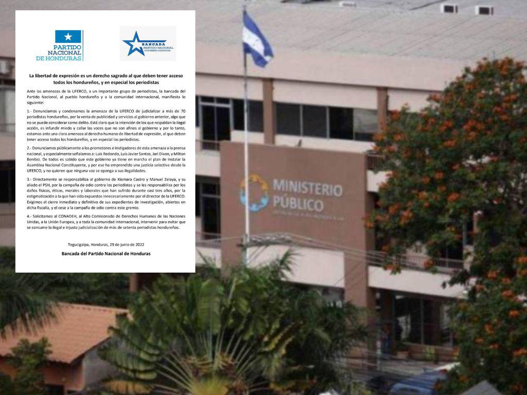 Partido Nacional califica como atentado contra la libertad de prensa posible acción de la Uferco contra periodistas