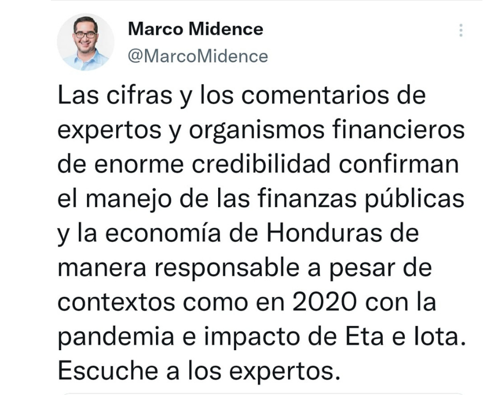 Marco Midence defiende su gestión en Finanzas, ante informe de Rixi Moncada