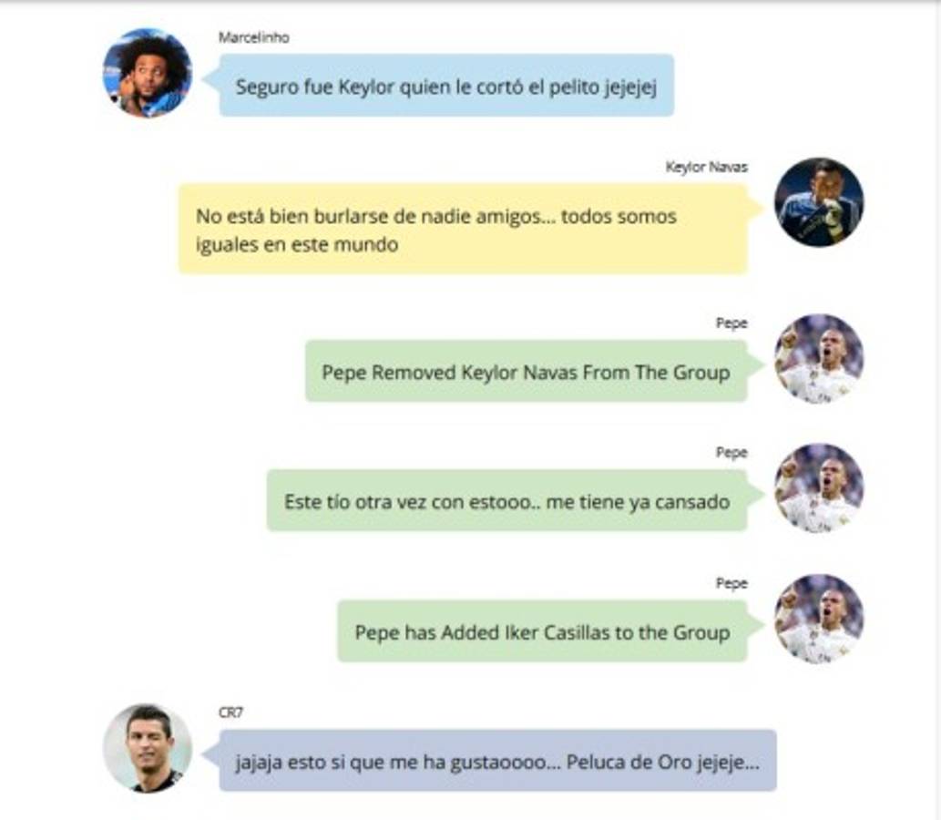 En la conversación se observan fotografías de varios jugadores con el cabello cenizo.