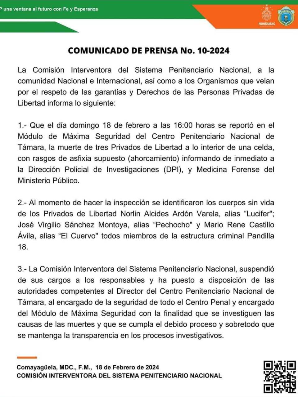 Suspenden autoridades de cárcel de Támara, tras la muerte de tres reos