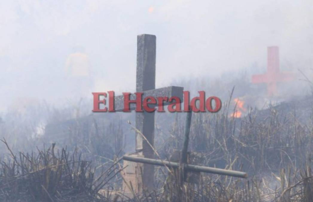 Fotos: Así fue el voraz incendio que consumió varias tumbas del cementerio Sipile en Comayagüela