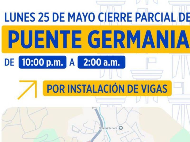 Autoridades informaron que la instalación de vigas en el puente Germania sigue en marcha.
