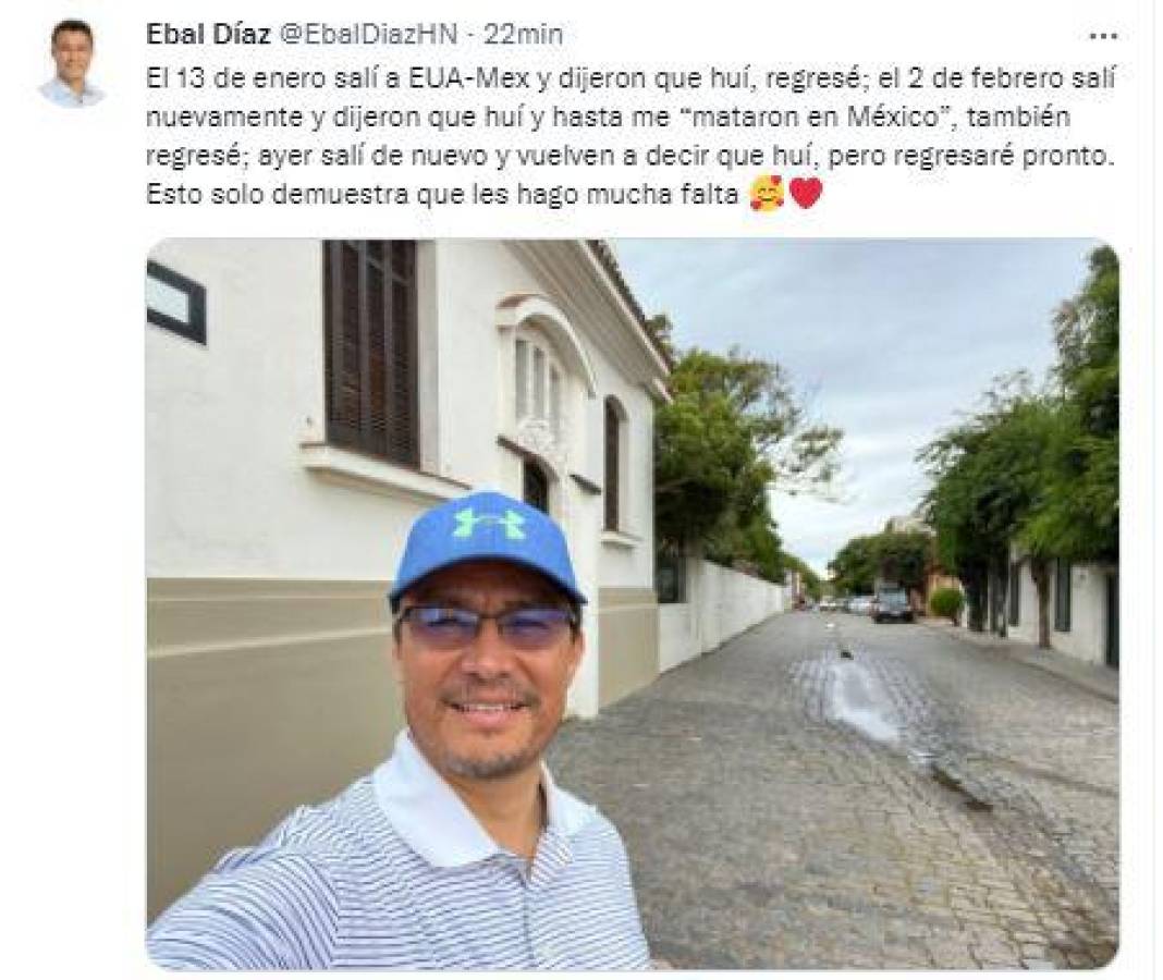 Con este post, Ebal afirmó que no huyó de Honduras.