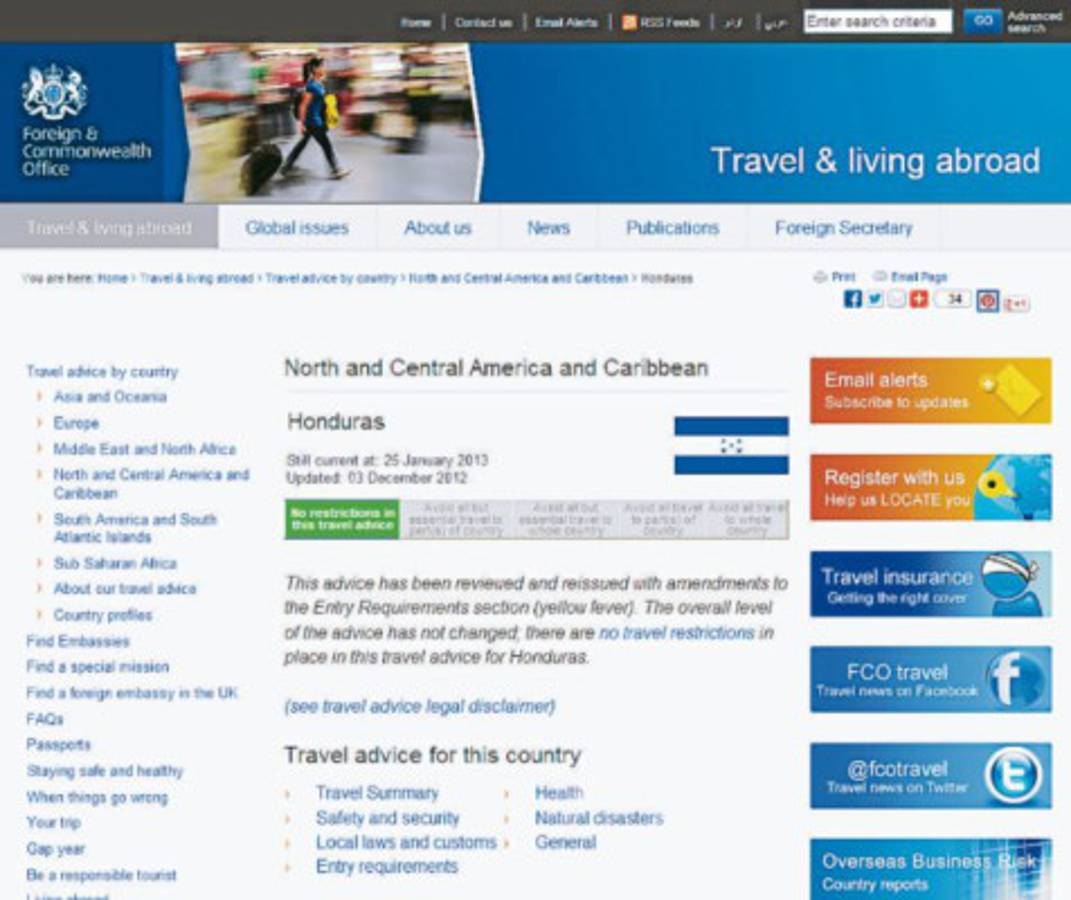 Países mantienen vigentes alertas de viaje a Honduras