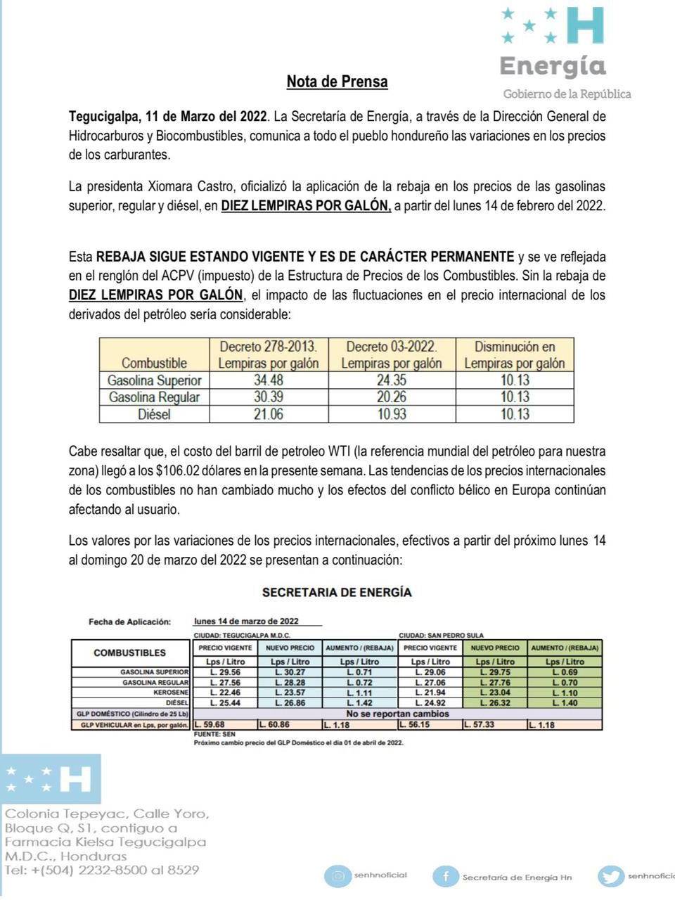 Galón de diésel subirá más de 5 lempiras y las gasolinas L 2.68 en Honduras