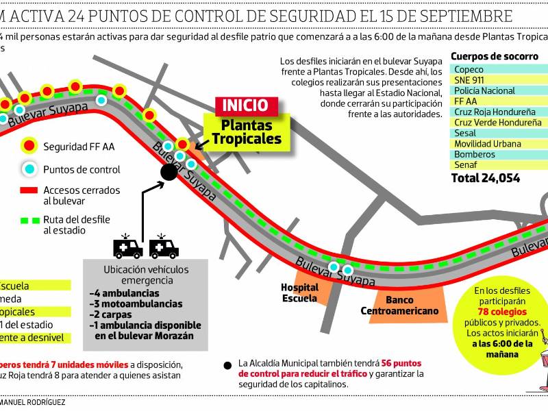Esta es la ruta de los desfiles en la capital, en el que participarán 78 centros educativos.