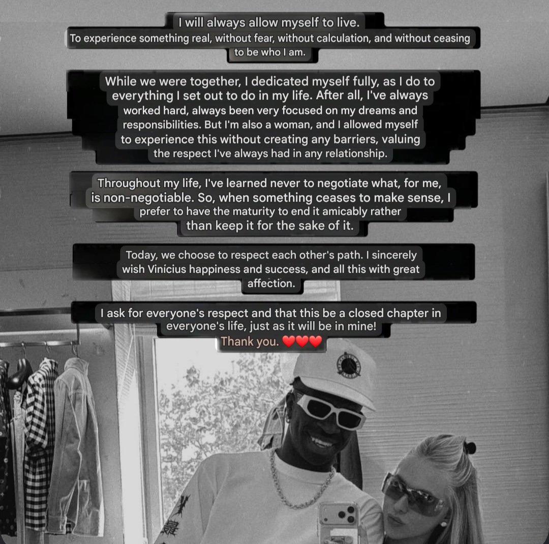 Vinicius jr rompe relación amorosa con Virginia Fonseca ¿cuál fue la razón?