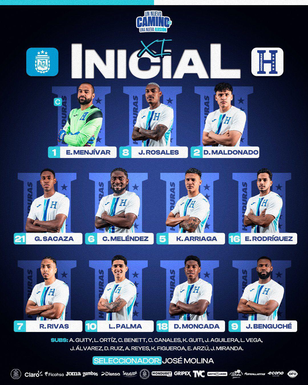 ¿Con Keyrol? Alineación titular de Honduras para enfrentar a Argentina en College Stations