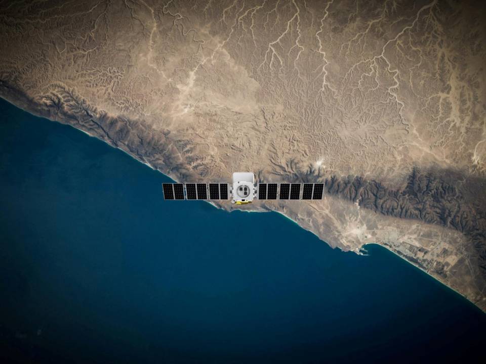 Una representación de MethaneSAT, satélite que rastreará emisiones de metano en rotaciones diarias al mundo. (Methanesat VÍa Reuters)